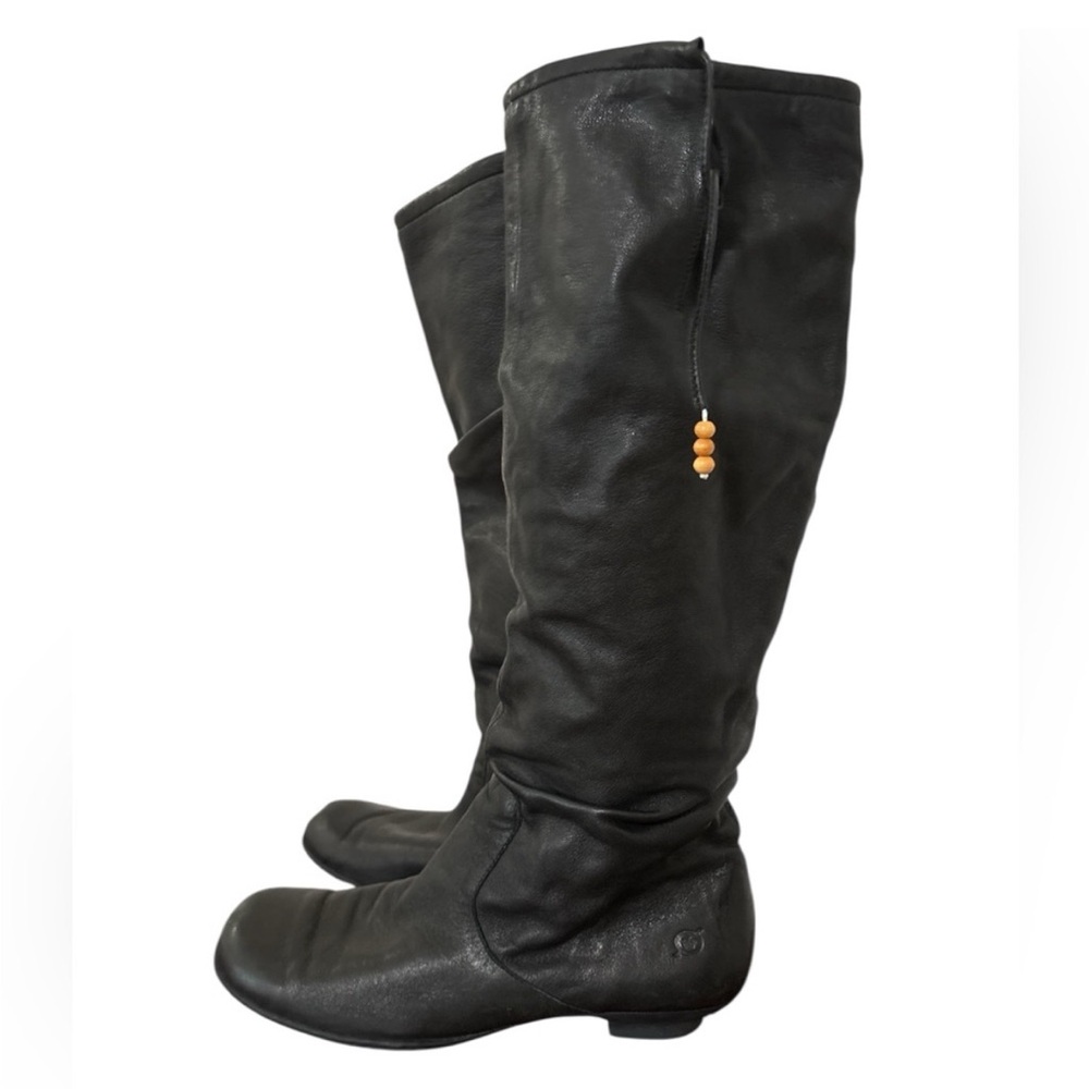 Black Leather Knee-High Boots